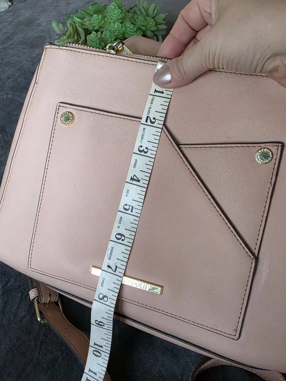 Steve Madden Pale Pink Structured Shoulder Bag with Gold Hardware